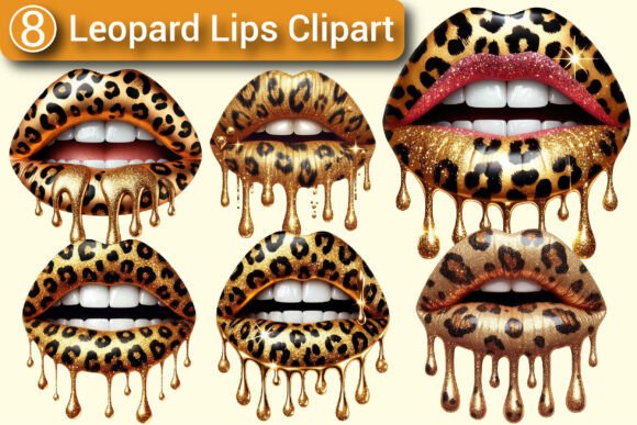 Download Gold Leopard Lips Clipart PNG Bundle - Premium Resources