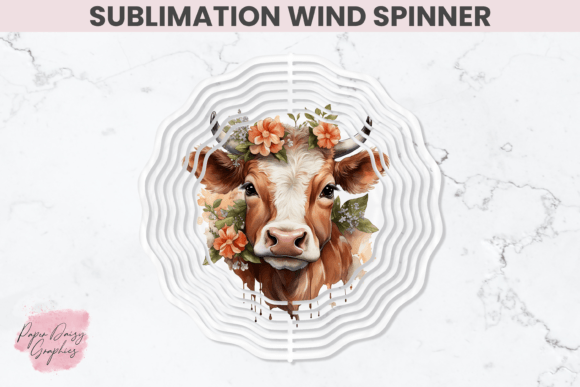 Download Floral Cow Sublimation Wind Spinner - Wind spinner Collection