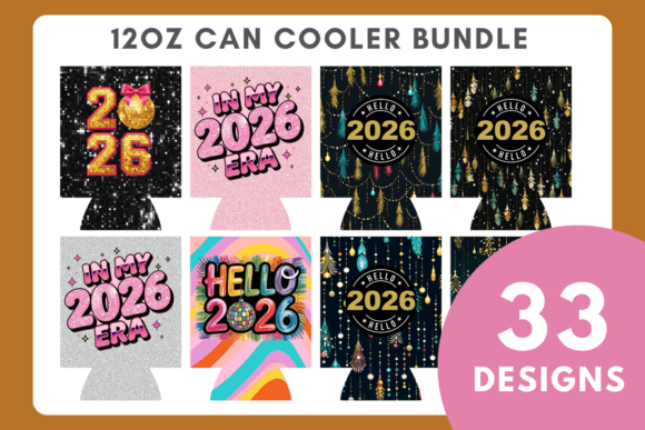 Download Christmas &amp; New Year 2026 Can Cooler Bundle - Can cool Collection