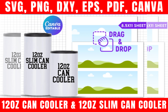 Download 12oz Can Cooler Canva Template - Can cool Collection