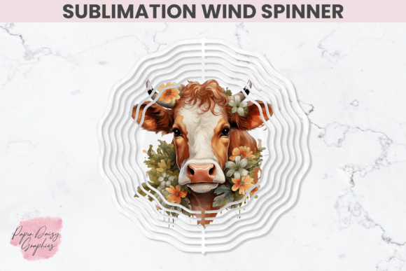 Download Floral Cow Sublimation Wind Spinner - Wind spinner Collection
