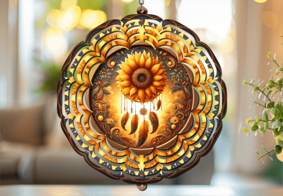 Download Boho Sunflower Dreamcatcher Wind Spinner - Wind spinner Collection