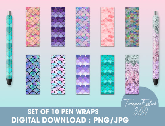 Download Mermaid Glitter Pen Wraps - Pen wraps Collection