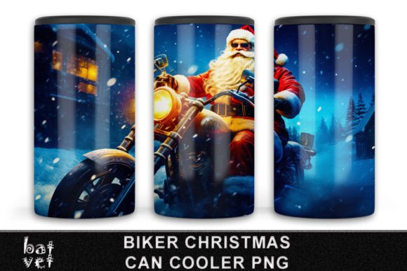 Download 4 in 1 Biker Christmas Can Cooler Design - Can cool Collection