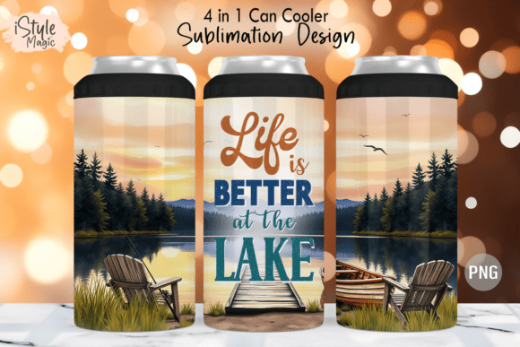 Download Lake Life 4 in 1 Can Cooler Wrap PNG - Can cool Collection