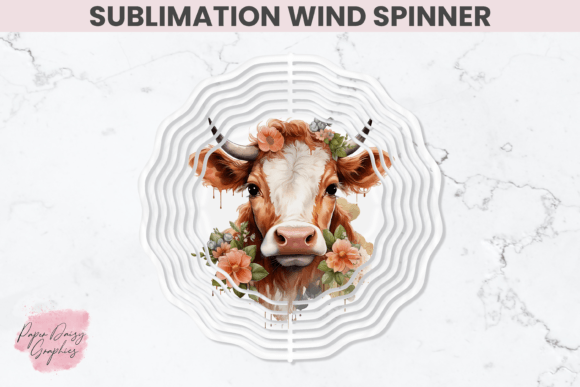 Download Floral Cow Sublimation Wind Spinner - Wind spinner Collection