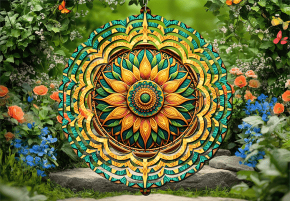 Download Mandala Sunflower 3D Floral Wind Spinner - Wind spinner Collection