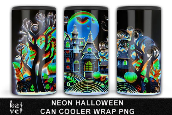Download 4 in 1 Neon Halloween Can Cooler Design - Can cool Collection