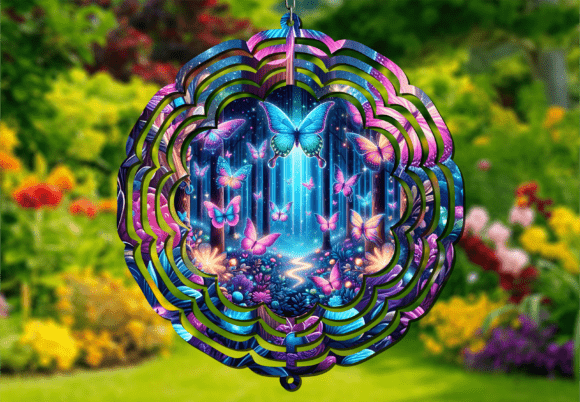 Download Magic Forest Butterfly Wood Wind Spinner - Wind spinner Collection