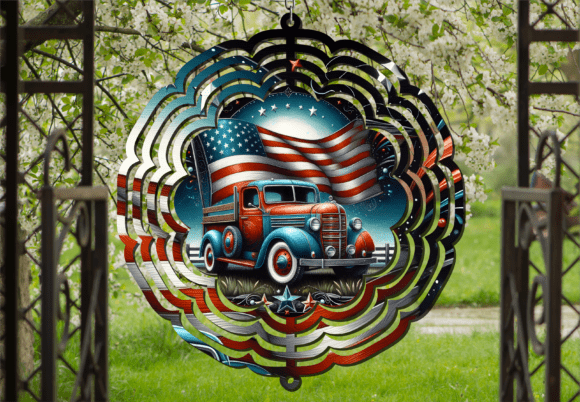 Download Vintage Patriotic Truck Wind Spinner - Wind spinner Collection